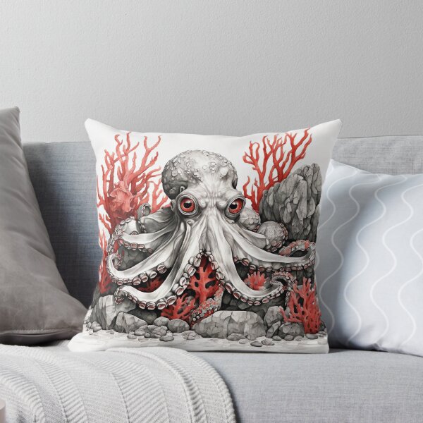 Item preview, Black and white Octopus pencil drawing designed and sold by Pencil-Art.