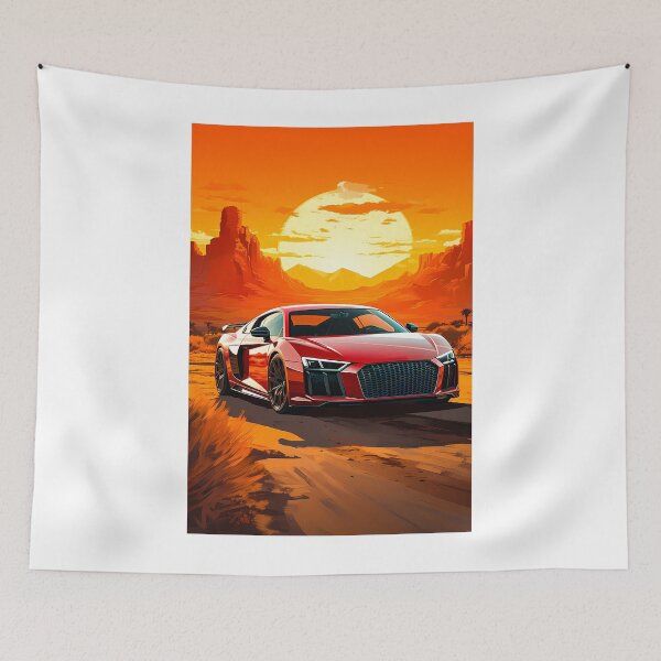 Item preview, Red Audi R8 Quattro In The Canyon At Sunset, Vibrant Desert Dusk Sports Car  designed and sold by RevUpDesign.