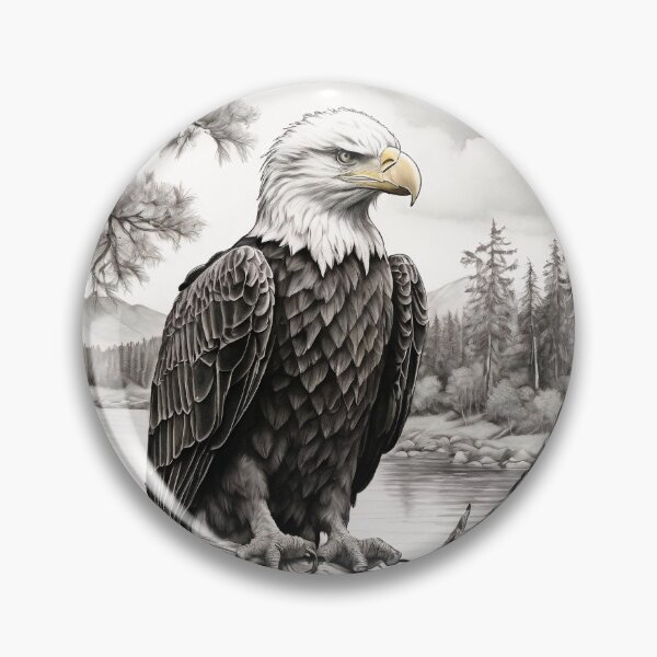 Item preview, Pencil drawn Bald Eagla High Quality Black and White Design designed and sold by Pencil-Art.