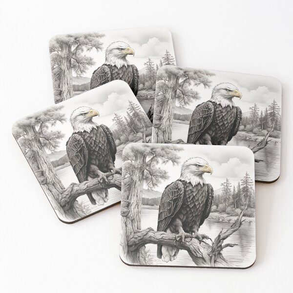 Item preview, Pencil drawn Bald Eagla High Quality Black and White Design designed and sold by Pencil-Art.