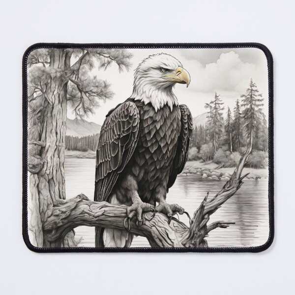 Item preview, Pencil drawn Bald Eagla High Quality Black and White Design designed and sold by Pencil-Art.