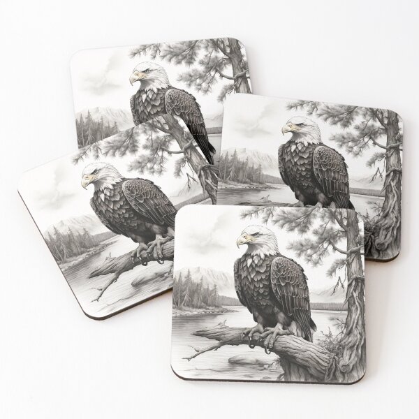 Item preview, Pencil drawn Bald Eagla High Quality Black and White Design designed and sold by Pencil-Art.