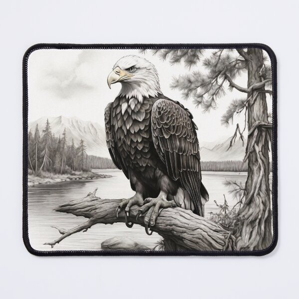 Item preview, Pencil drawn Bald Eagla High Quality Black and White Design designed and sold by Pencil-Art.