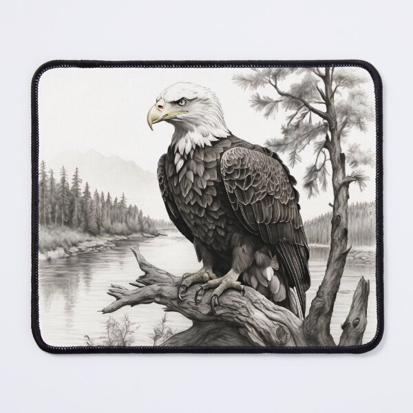 Item preview, Pencil drawn Bald Eagla High Quality Black and White Design designed and sold by Pencil-Art.