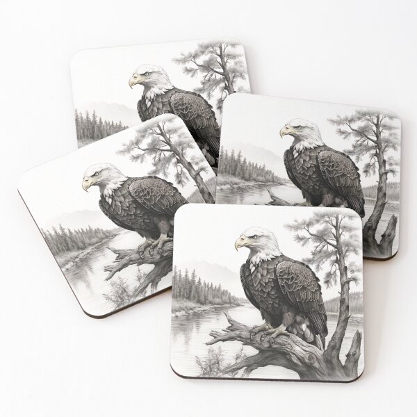 Item preview, Pencil drawn Bald Eagla High Quality Black and White Design designed and sold by Pencil-Art.
