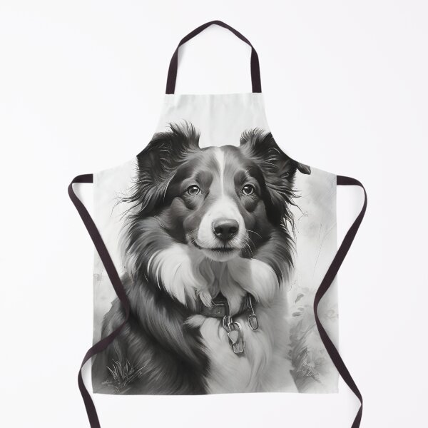 Item preview, Black and white australian shepherd pencil drawing designed and sold by Pencil-Art.