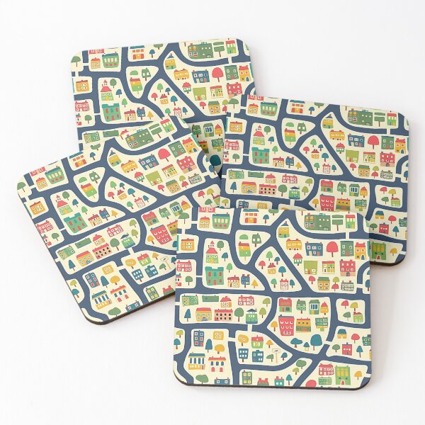 Item preview, City Map Kids Pattern, Houses, Trees, River designed and sold by sheprint.