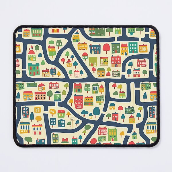 Item preview, City Map Kids Pattern, Houses, Trees, River designed and sold by sheprint.