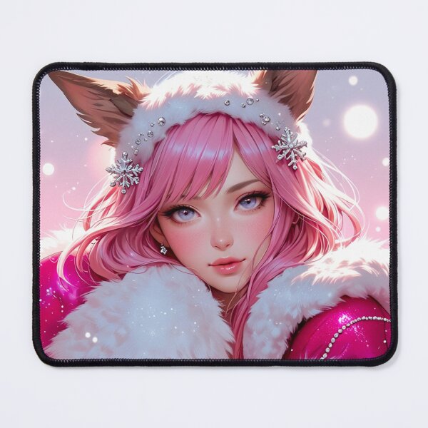 Item preview, Christmas Anime Girl In Pink Furry Christmas Outfit designed and sold by PinkGoddessLove.