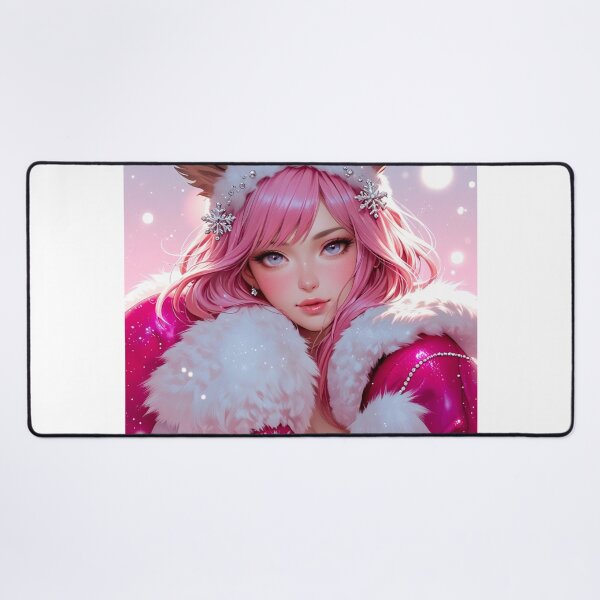 Item preview, Christmas Anime Girl In Pink Furry Christmas Outfit designed and sold by PinkGoddessLove.