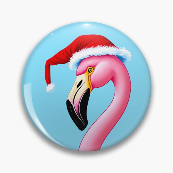 Item preview, Christmas Flamingo With Santa Hat | Light Blue designed and sold by PinkGoddessLove.