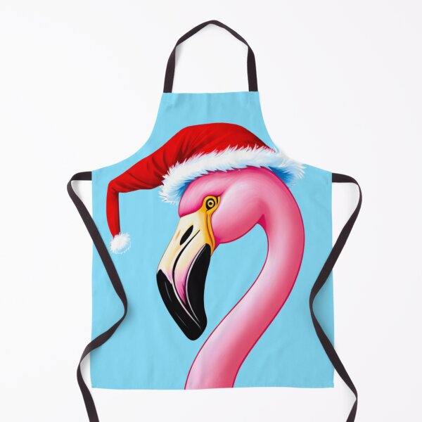 Item preview, Christmas Flamingo With Santa Hat | Light Blue designed and sold by PinkGoddessLove.
