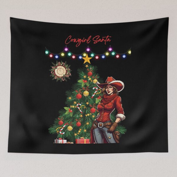 Item preview, Cowgirl Santa In Front of a Christmas Tree designed and sold by signshirtz.