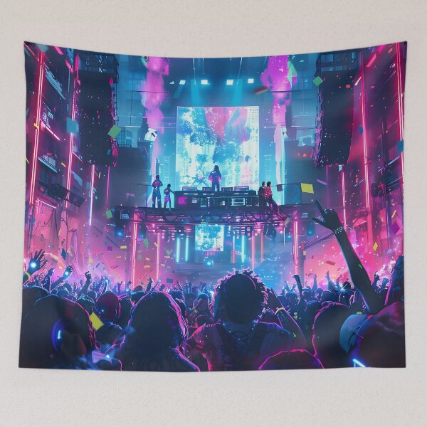Item preview, Electric Vibes: A Neon Rave Extravaganza designed and sold by AI-Only Creations.