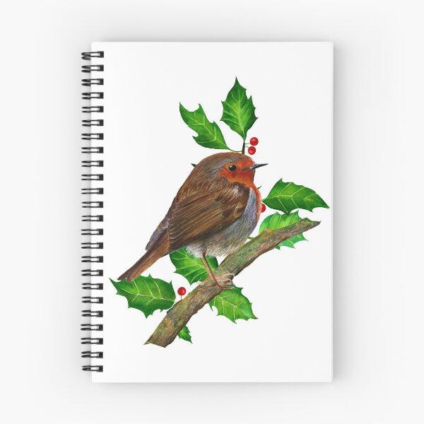Item preview, Robin Bird and Christmas Holly Watercolor Painting Wildlife Artwork designed and sold by Alison Langridge.