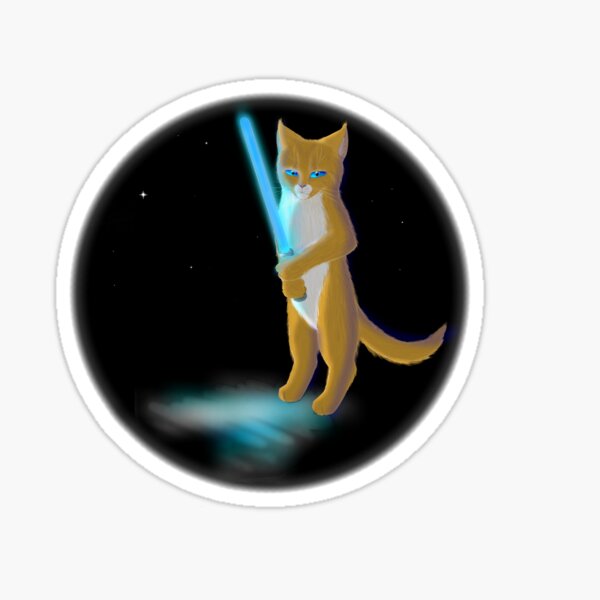 Vista previa del artículo con la obra «Gato con sable de luz », diseñado y vendido por SilverdawnArt.