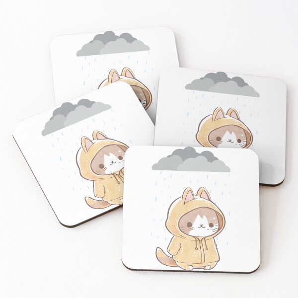 Item preview, cute cat in a yellow raincoat designed and sold by Spirit and Style.