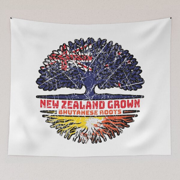 Item preview, Bhutan Bhutanese New Zealander New Zealand Tree Roots Flag designed and sold by FlagX.