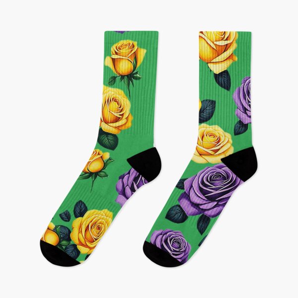 Item preview, "Yellow and Purple Roses on Black Background" designed and sold by NMProductos.