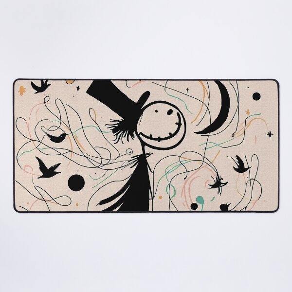 Item preview, Mysterious Man Walking | Surreal Art | Geometric & Linear Figures | Moon, Birds & Stars | Minimalist Design designed and sold by GOATMATCH.