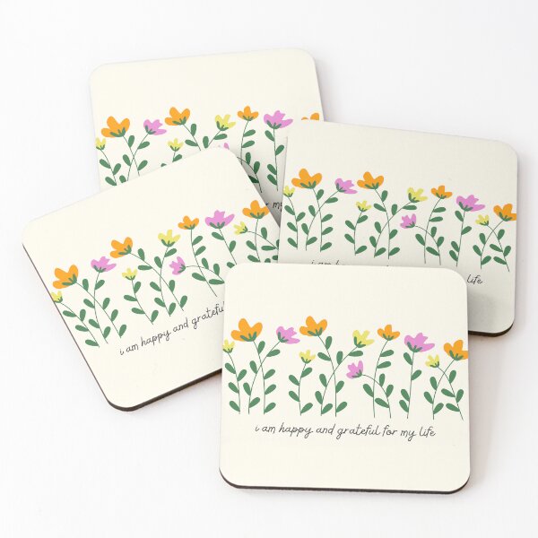 Item preview,  " I am happy and grateful for my live"Happy and Grateful Typography Design flowers designed and sold by HELL0WBELLO.