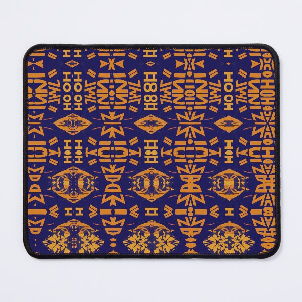 Item preview, Abstract Heiroglyphs in blue and gold designed and sold by OwlWorks.