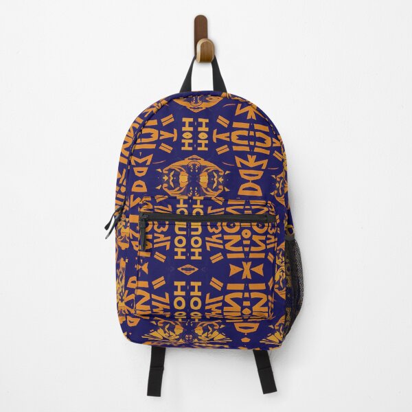 Item preview, Abstract Heiroglyphs in blue and gold designed and sold by OwlWorks.