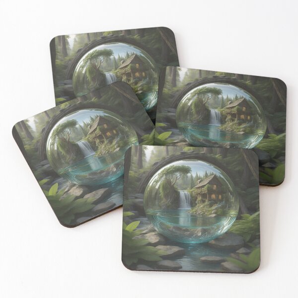 Item preview, Rustic House & Waterfall: Hidden Wilderness Gem Enchanting Glass Orb designed and sold by EnchantedVista.