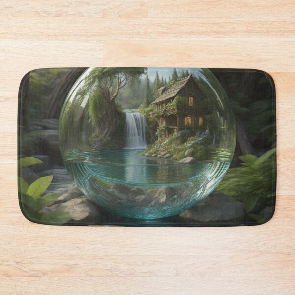 Item preview, Rustic House & Waterfall: Hidden Wilderness Gem Enchanting Glass Orb designed and sold by EnchantedVista.