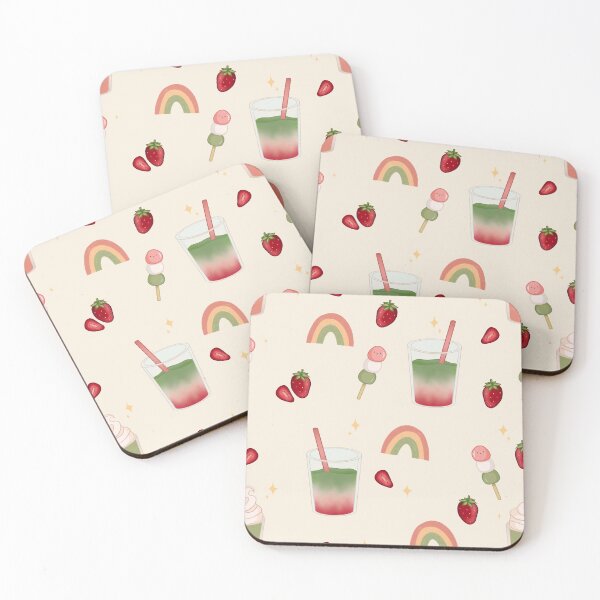 Item preview, Strawberry Ice Matcha Pattern designed and sold by Noona's Prints.
