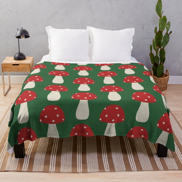 Item preview, Yule Mushrooms on Green Background (coordinates with yule quilt design) designed and sold by Unhinged Heather.