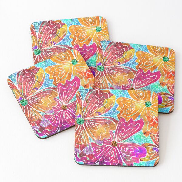 Item preview, Fully Wild Colorful Flowers Tropical Beach Art designed and sold by Sharon Cummings Art.