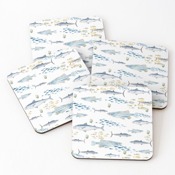 Item preview, Fish Pattern With Blue and Yellow Nautical Beachy Coastal Design designed and sold by SeaStarAlex.