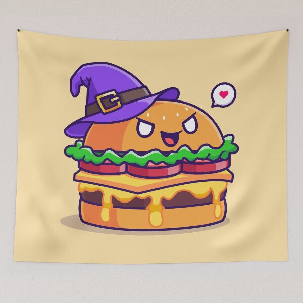 Item preview, "Cute Witch Burger: Adorable Cartoon Vector Icon" designed and sold by hjian8219.