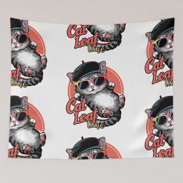 Item preview, Adorable "Cat Loaf Time" Fashion Art – Cute Cat with Beret and Sunglasses designed and sold by asprse.