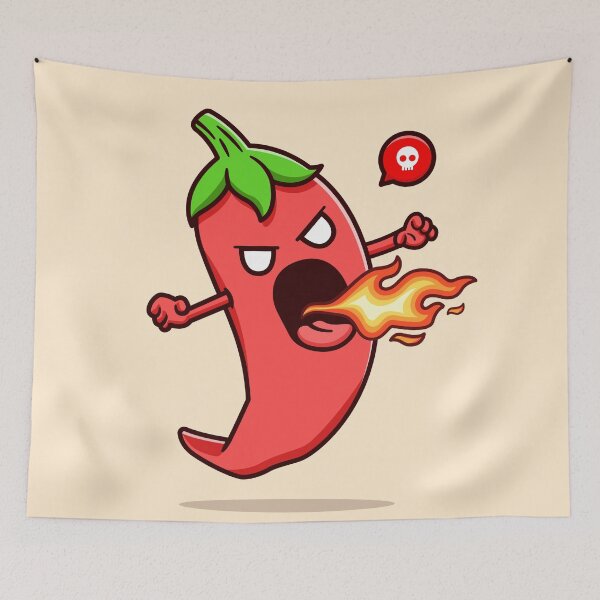 Item preview, "Cute Chili Monster with Fire: Adorable Spicy Cartoon Vector Icon" designed and sold by hjian8219.