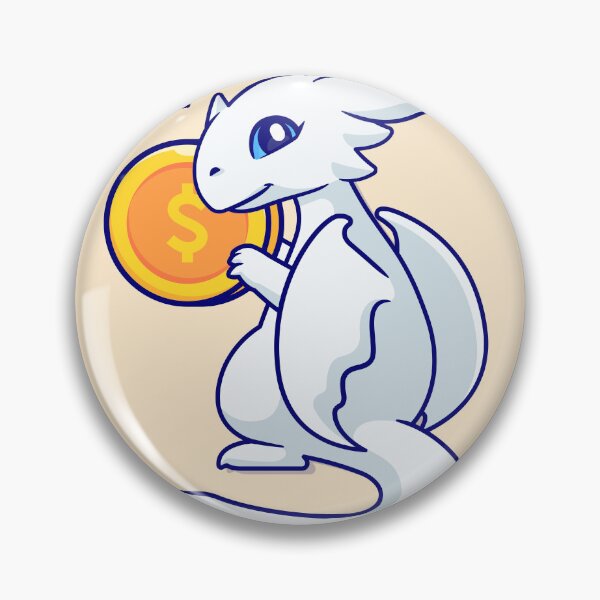 Item preview, "Cute White Dragon Holding Gold Coin: Adorable Finance Cartoon Vector Icon" designed and sold by hjian8219.