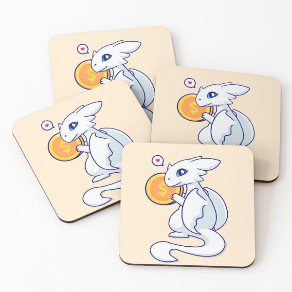 Item preview, "Cute White Dragon Holding Gold Coin: Adorable Finance Cartoon Vector Icon" designed and sold by hjian8219.