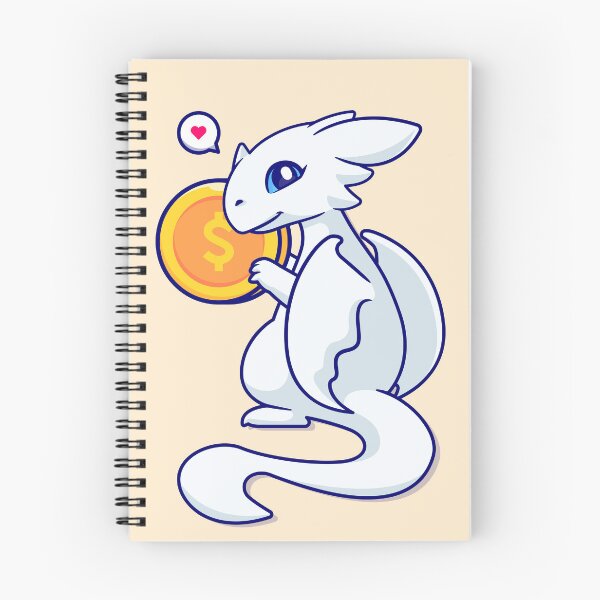 Item preview, "Cute White Dragon Holding Gold Coin: Adorable Finance Cartoon Vector Icon" designed and sold by hjian8219.
