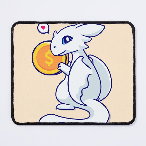 Item preview, "Cute White Dragon Holding Gold Coin: Adorable Finance Cartoon Vector Icon" designed and sold by hjian8219.