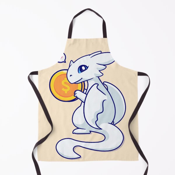 Item preview, "Cute White Dragon Holding Gold Coin: Adorable Finance Cartoon Vector Icon" designed and sold by hjian8219.