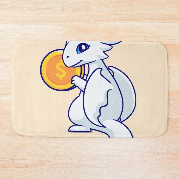 Item preview, "Cute White Dragon Holding Gold Coin: Adorable Finance Cartoon Vector Icon" designed and sold by hjian8219.