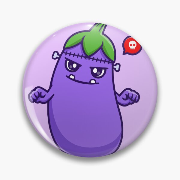 Item preview, "Cute Eggplant Frankenstein: Adorable Halloween Cartoon Vector Icon" designed and sold by hjian8219.