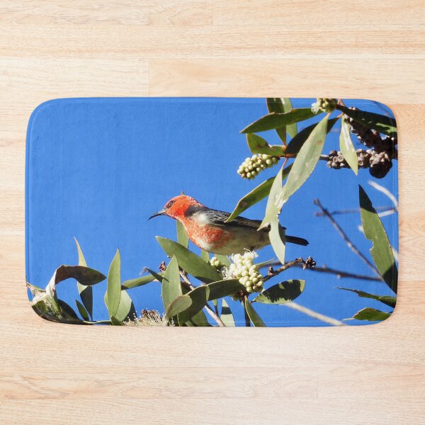 Item preview, Scarlet Honeyeater enjoying flowers at Arkarra Lagoons designed and sold by Mark Grimsley.