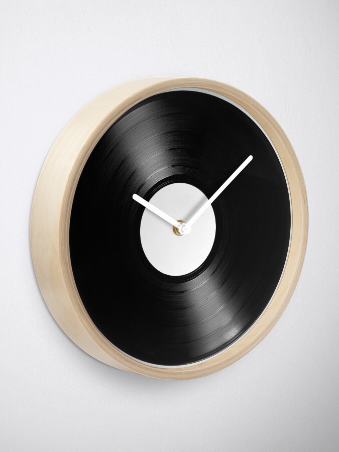 "Record Vinyl White Label" Clock by URBANZ Redbubble