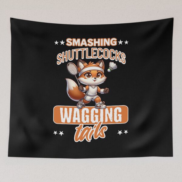 Item preview, Smashing shuttlecocks, wagging tails Badminton Smash designed and sold by InkKiai.