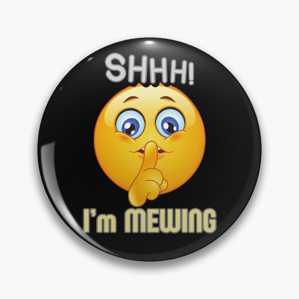 Item preview, Funny Trendy Humor Shhh I'm Mewing Can't Talk Emoticon Face Apparel designed and sold by MorningTeeNmore.