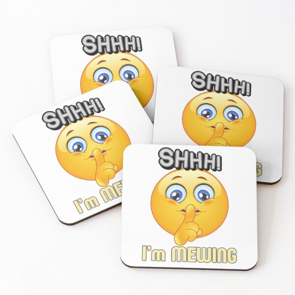 Item preview, Funny Trendy Humor Shhh I'm Mewing Can't Talk Emoticon Face Apparel designed and sold by MorningTeeNmore.