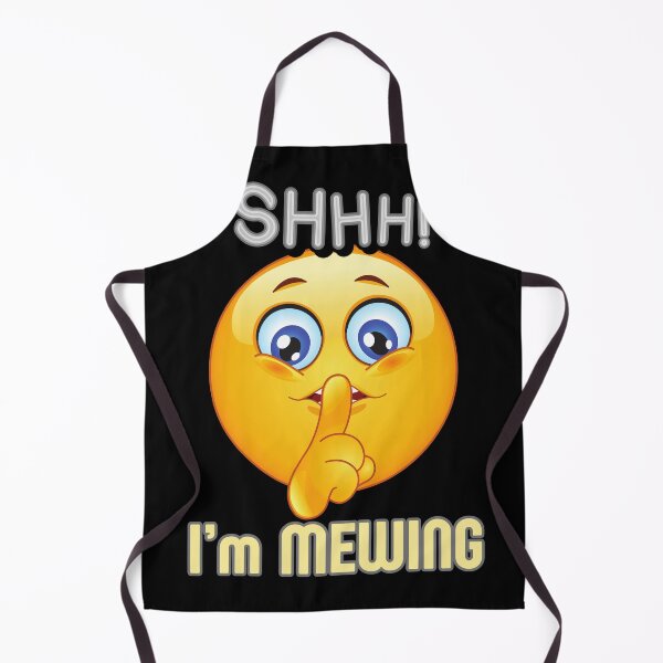 Item preview, Funny Trendy Humor Shhh I'm Mewing Can't Talk Emoticon Face Apparel designed and sold by MorningTeeNmore.