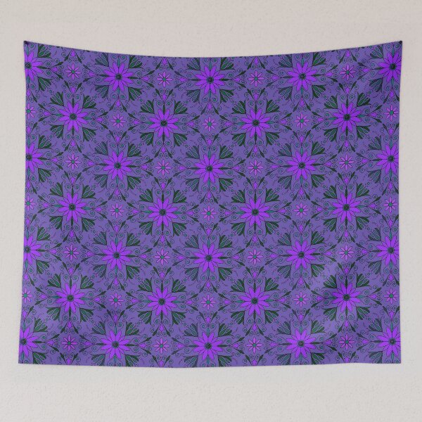 Item preview, Motivo de azulejos florales de Andalucía en tonos morados. designed and sold by MarySchwindt.